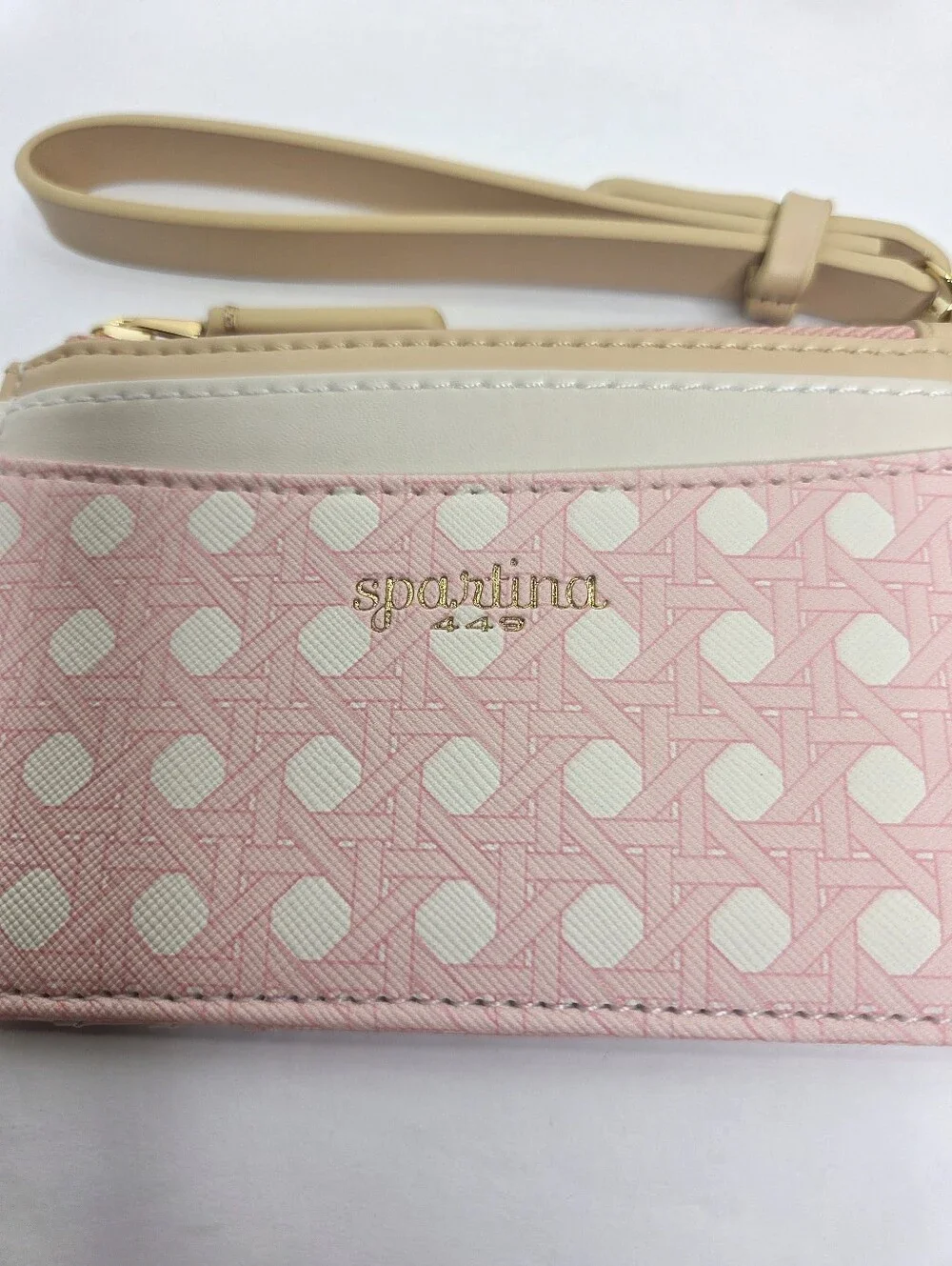 Spartina 449 Slim Card Coin Purse Pink Cane Wristlet NWT